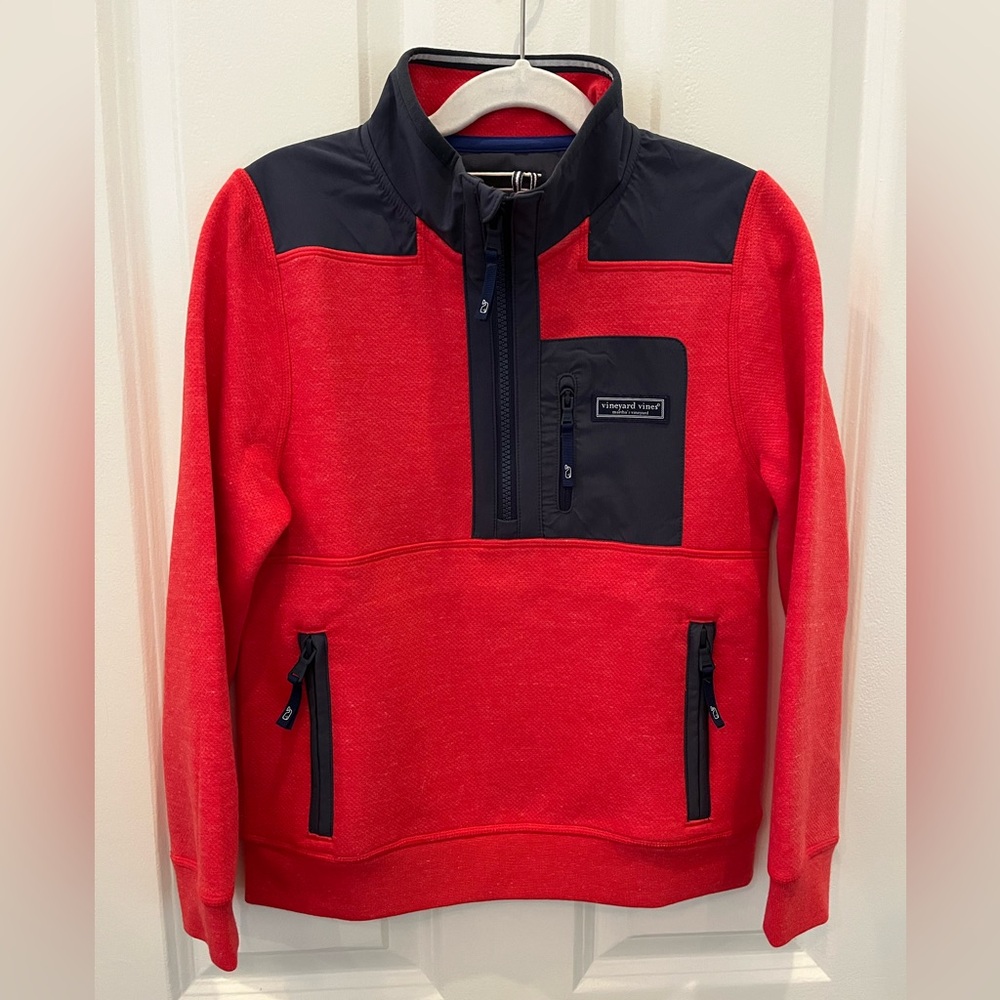 Boys Vineyard Vines Super Shep Pullover in Sailors Red (size 7)
